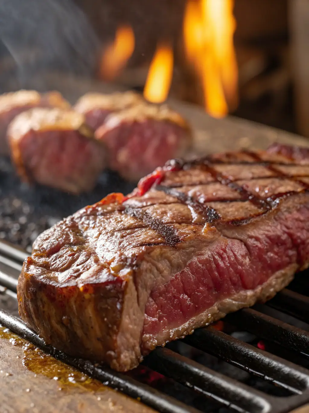 An inviting image of a churrasco grill at a famous steakhouse in Porto Alegre, showcasing the variety of meats and grilling techniques.